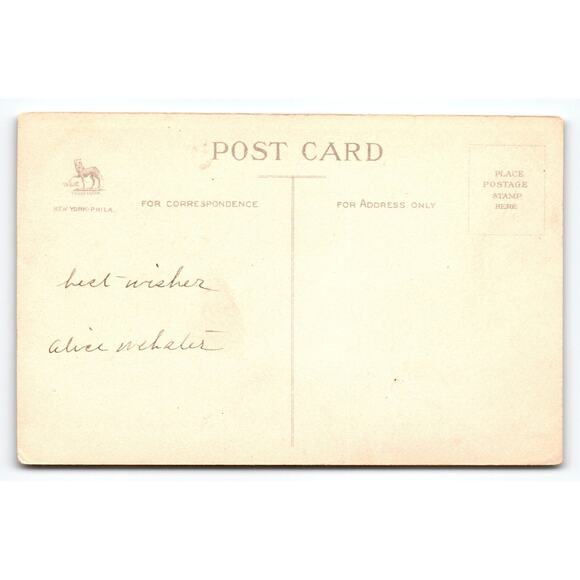 Vintage Christmas Postcard by Wolf & Co. with Blossoms & Snowy Cottage - Picture 2 of 2